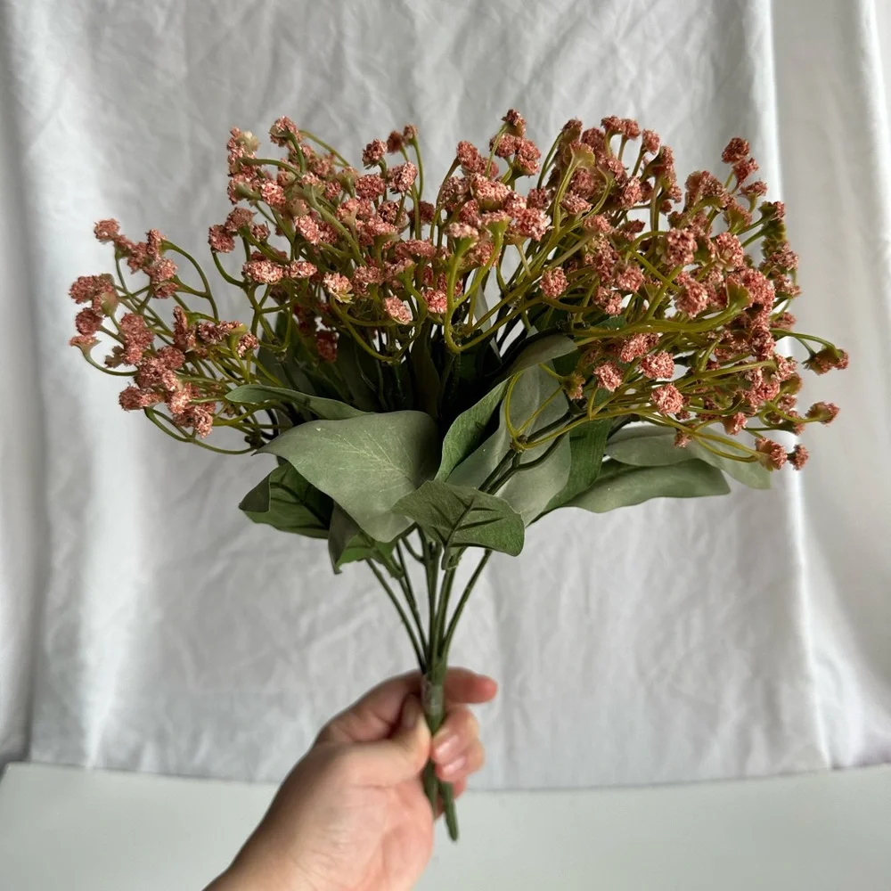 Pink Artificial Flower Bunch with Greenery – Faux Floral Home Décor